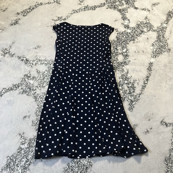 Lauren Ralph Lauren Dress Womens Size‎ 14 Navy Blue Polka-Dot Jersey Pullover - Picture 5 of 9